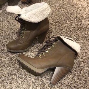 Elle Shoes - Light brown, lace up heels. Elle Shoes - Light brown, lace up heels.